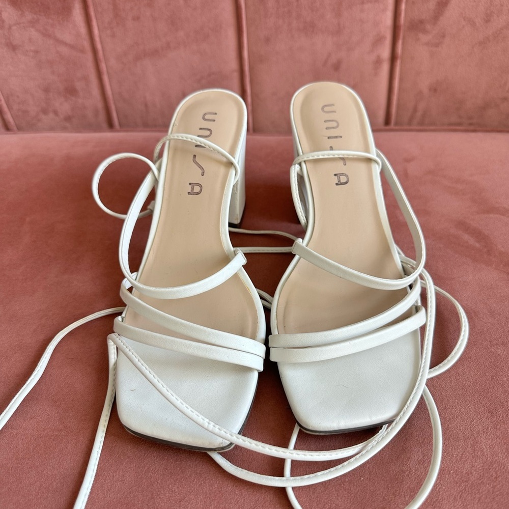 Unisa White Strappy Heels